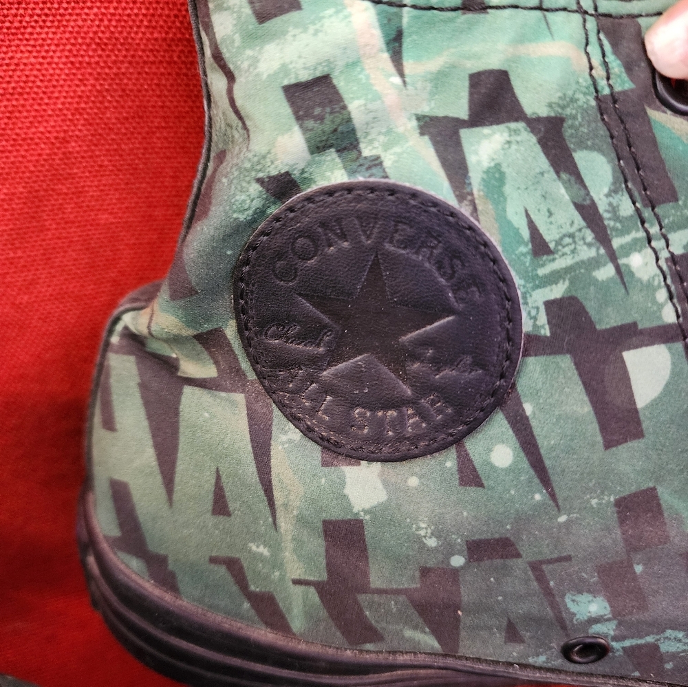 Converse High Top Sneakers Green Black Joker Graphic - Picture 9 of 16